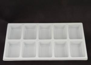 1a2) Plateau de rangement en plastique thermoformé avec dix compartiments .