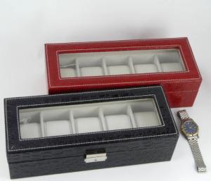  Coffret montre cuir surpiqu noir et rouge