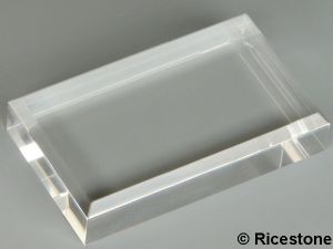 Socle plexiglas, Support présentoir, plaque acrylique biseautée 6x10x2cm,  CUB6102